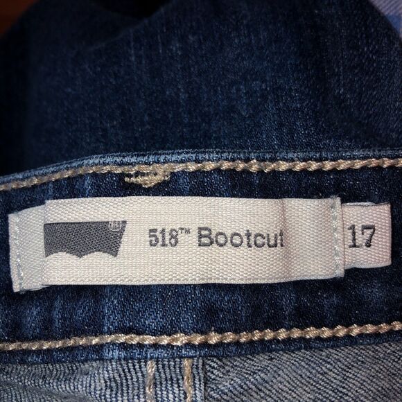 Levis 518 Womens Size 17 18 33 x 32 Dark Wash Super Low Rise Bootcut Denim Jeans - Picture 7 of 10